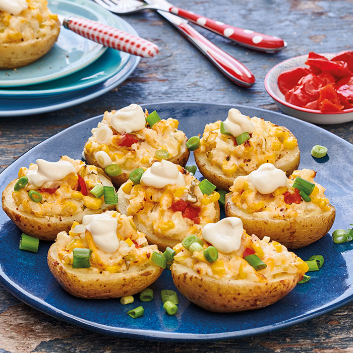 Nola Recipe Sweetcorn Stuffed Potato Skins